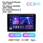 Штатна магнітола Teyes CC3 2k 4+64 Gb для Renault Master 2010-2019 / Nissan NV400 2010-2020 / Opel Movano 2 2010-2019 (F1) 10" 2