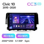 Штатна магнітола Teyes CC3 2k 4+64 Gb Honda Civic 10 FC FK 2015-2020 2