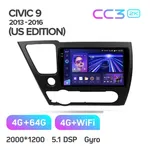 Штатная магнитола Teyes CC3 2k 4+64 Gb Honda Civic 9 Middle East 2013-2016 2