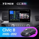 Штатная магнитола Teyes CC3 2k 6+128 Gb 360° Honda Civic 8 FK FN FD 2005-2012