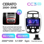 Штатна магнітола Teyes CC3 2k 6+128 Gb 360° Kia Cerato 1 LD 2004-2008 (A) 2