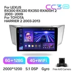 Штатная магнитола Teyes CC3 2k 6+128 Gb 360° Lexus RX300 RX330 RX350 RX400H, Toyota Harrier 2003-2009 2
