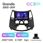 Штатна магнітола Teyes CC3 2k 6+128 Gb 360° Mitsubishi Grandis 1 2003-2011 (F2) 2