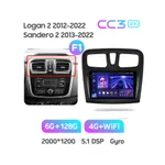 Штатная магнитола Teyes CC3 2k 6+128 Gb 360° Renault Logan 2 2012-2022, Sandero 2 2013-2022 (F1) (В) 9" 8
