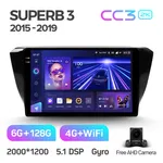 Штатная магнитола Teyes CC3 2k 6+128 Gb 360° Skoda Superb 3 2015-2019 2