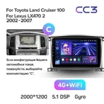 Штатная магнитола Teyes CC3 2k 6+128 Gb Toyota Land Cruiser LC 100-A 2002-2007 (C) 2
