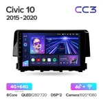 Штатна магнітола Teyes CC3 4+64 Gb Honda Civic 10 FC FK 2015-2020 2