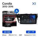 Штатна магнітола Teyes X1 2+32 Gb Toyota Corolla 11 2012-2016 (A) 10" 2