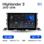 Штатная магнитола Teyes X1 2+32 Gb Toyota Highlander 3 XU50 2013-2018 (B) 2