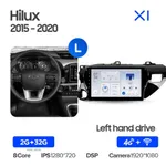 Штатная магнитола Teyes X1 2+32 Gb Toyota Hilux Pick Up AN120 2015-2020 2