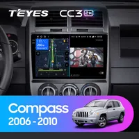 Штатна магнітола Teyes CC3 2k 4+64 Gb Jeep Compass 1 MK 2006-2010 10"
