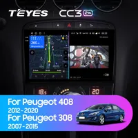 Штатна магнітола Teyes CC3 2k 6+128 Gb Peugeot 408 1 T7 2012-2020, 308 2007-2015