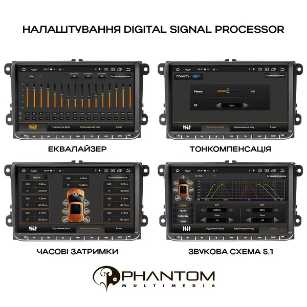 Мультімедійна система Phantom DVA-2K9 Pro 4G 360° 4+64 VW Universal 4