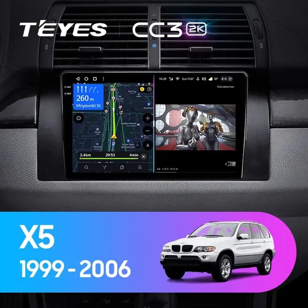 Штатная магнитола Teyes CC3 2k 3+32 Gb BMW X5 E39 E53 1999-2006 9"