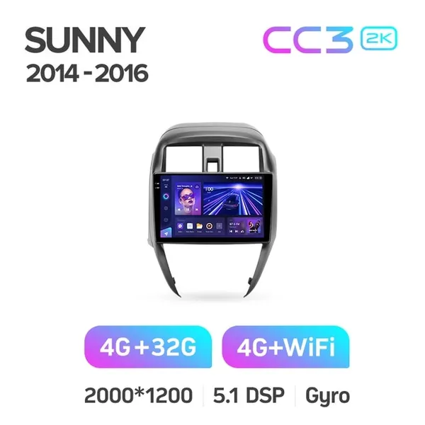 Штатная магнитола Teyes CC3 2k 3+32 Gb Nissan Sunny 2014-2016 2