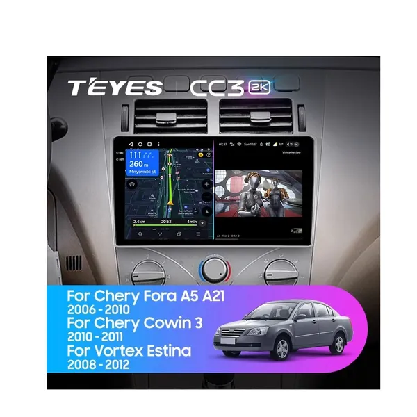 Штатна магнітола Teyes CC3 2k 4+32 Gb Chery A5 A21 2006-2010, Cowin 3 A21 2010-2011, Vortex Estina 2008-2012