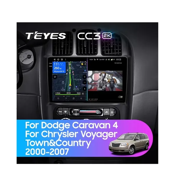 Штатна магнітола Teyes CC3 2k 4+32 Gb Dodge Caravan 4, Chrysler Voyager RG RS, Town&Country RS 2000-2007 (B) 10"
