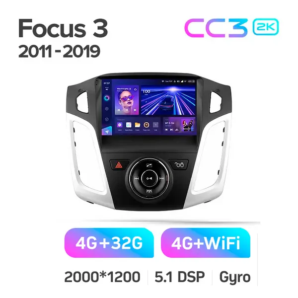Штатна магнітола Teyes CC3 2k 4+32 Gb Ford Focus 3 Mk 3 2011-2019 2