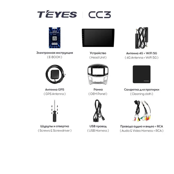 Штатная магнитола Teyes CC3 2k 4+32 Gb Hyundai H1 2 2017-2018 2