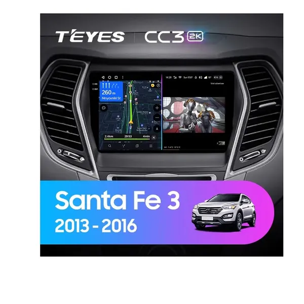 Штатна магнітола Teyes CC3 2k 4+32 Gb Hyundai Santa Fe 3 2013-2016 (B)
