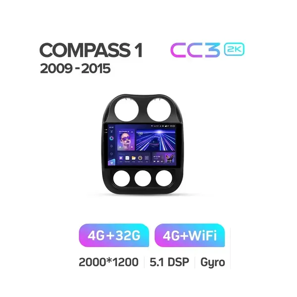 Штатна магнітола Teyes CC3 2k 4+32 Gb Jeep Compass 1 MK 2009-2015 10" 6