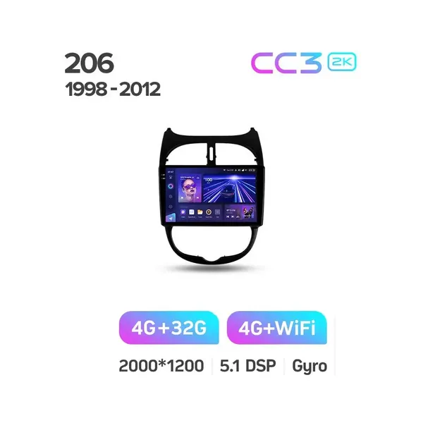 Штатная магнитола Teyes CC3 2k 4+32 Gb Peugeot 206 1998-2012 6