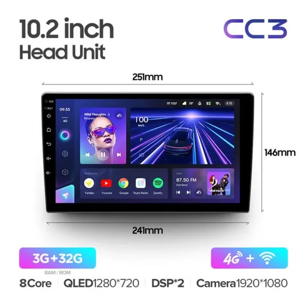 Штатна магнітола Teyes CC3 2k 4+32 Gb Renault Clio 4 BH98 KH98 2012-2015 2