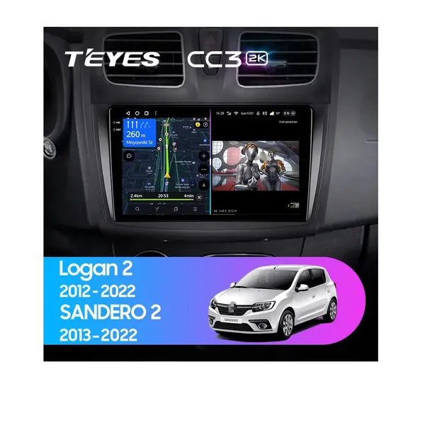 Штатна магнітола Teyes CC3 2k 4+32 Gb Renault Logan 2 2012-2022, Sandero 2 2013-2022 (F2) (A)
