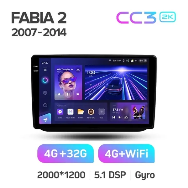 Штатная магнитола Teyes CC3 2k 4+32 Gb Skoda Fabia 2 2007-2014 2