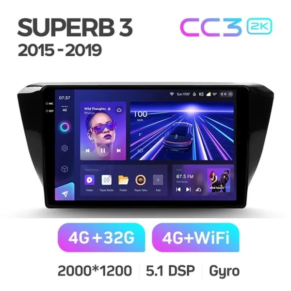 Штатная магнитола Teyes CC3 2k 4+32 Gb Skoda Superb 3 2015-2019 2
