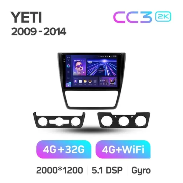 Штатная магнитола Teyes CC3 2k 4+32 Gb Skoda Yeti 5L 2009-2014 2