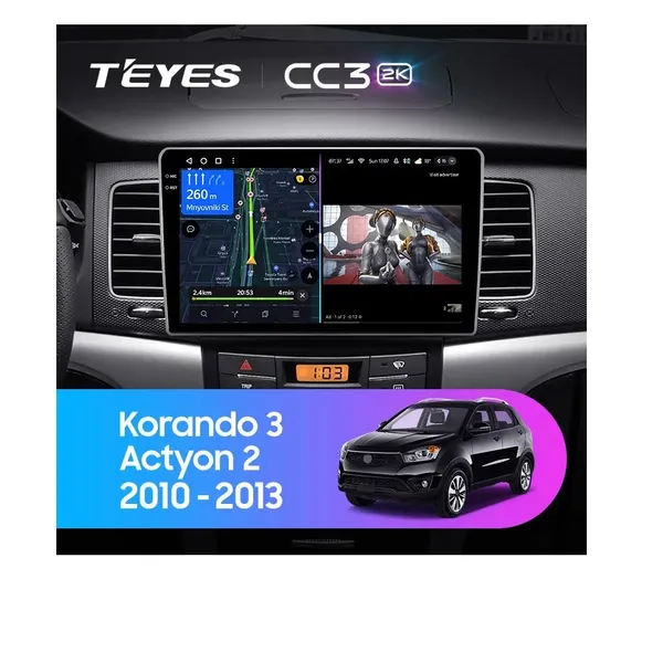 Штатна магнітола Teyes CC3 2k 4+32 Gb SsangYong Korando 3 2010-2013