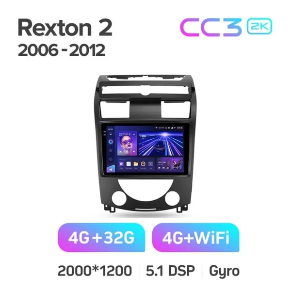 Штатная магнитола Teyes CC3 2k 4+32 Gb SsangYong Rexton Y250 2 2006-2012 2