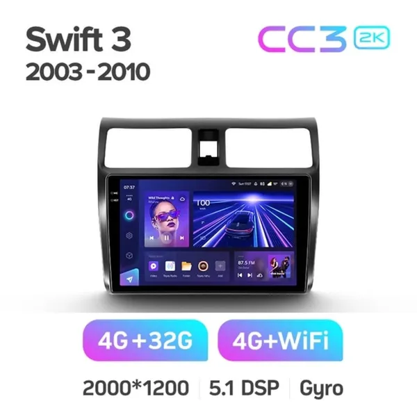 Штатная магнитола Teyes CC3 2k 4+32 Gb Suzuki Swift 3 2003-2010 2