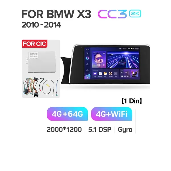 Штатная магнитола Teyes CC3 2k 4+64 Gb BMW X3 F25 CIC (1 Din) 2010-2014 3