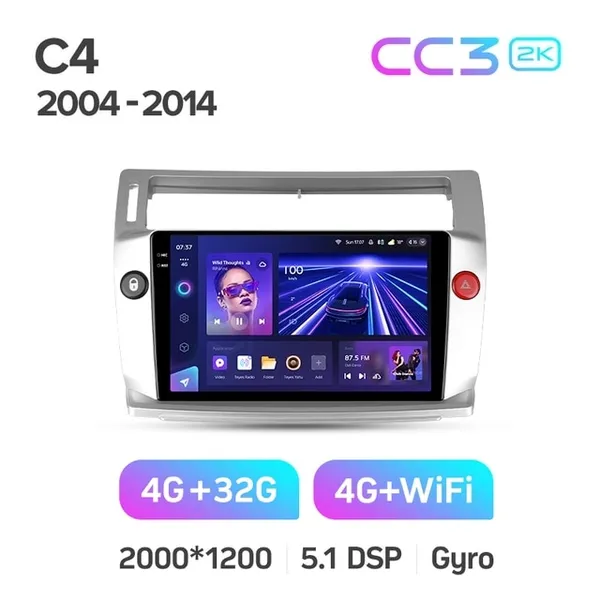 Штатна магнітола Teyes CC3 2k 4+64 Gb Citroen C4 LA LC C-Triomphe C-Quatre 2004-2014 2