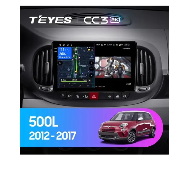 Штатна магнітола Teyes CC3 2k 4+64 Gb Fiat 500L (1 Din) 2012-2017 10"
