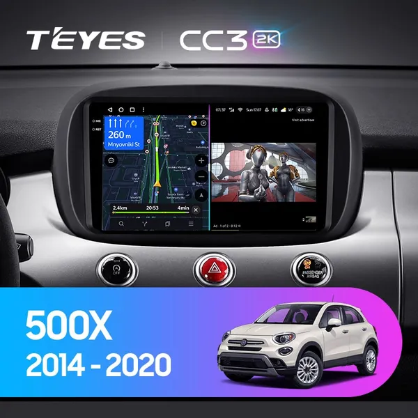 Штатна магнітола Teyes CC3 2k 4+64 Gb Fiat 500X 2014-2020