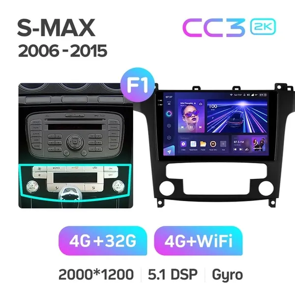 Штатная магнитола Teyes CC3 2k 4+64 Gb Ford S-MAX 1 2006-2015 (F1) 6