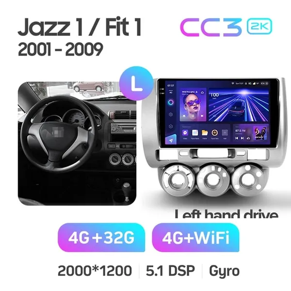 Штатна магнітола Teyes CC3 2k 4+64 Gb Honda Jazz 1 GD, Fit 1 2001-2009 8