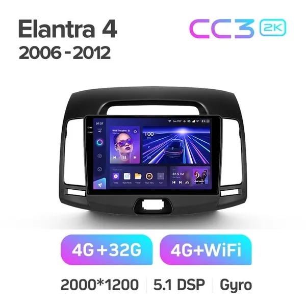 Штатна магнітола Teyes CC3 2k 4+64 Gb Hyundai Elantra 4 HD 2006-2012 2