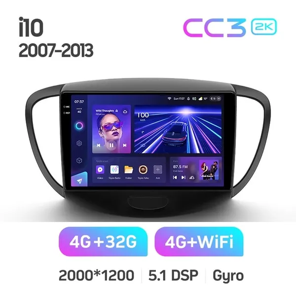 Штатна магнітола Teyes CC3 2k 4+64 Gb Hyundai i10 2007-2013 2