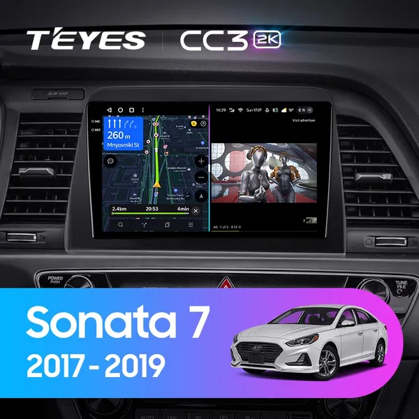 Штатна магнітола Teyes CC3 2k 4+64 Gb Hyundai Sonata 7 LF 2017-2019