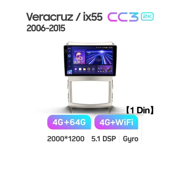 Штатная магнитола Teyes CC3 2k 4+64 Gb Hyundai Veracruz ix55 (1 Din) 2006-2015 6