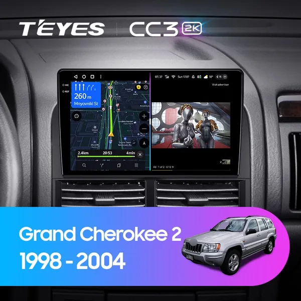 Штатна магнітола Teyes CC3 2k 4+64 Gb Jeep Grand Cherokee 2 WJ (1 Din) 1998-2004