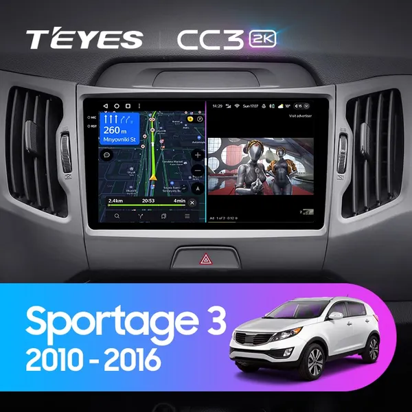 Штатна магнітола Teyes CC3 2k 4+64 Gb Kia Sportage 3 SL 2010-2016 (C)
