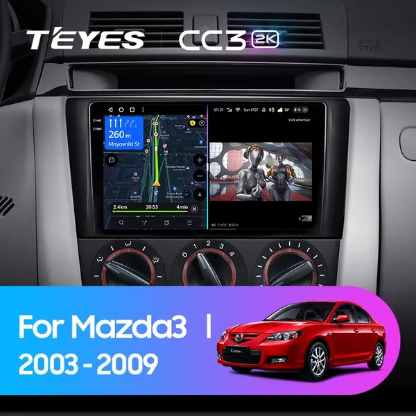 Штатная магнитола Teyes CC3 2k 4+64 Gb Mazda 3 1 BK 2003-2009