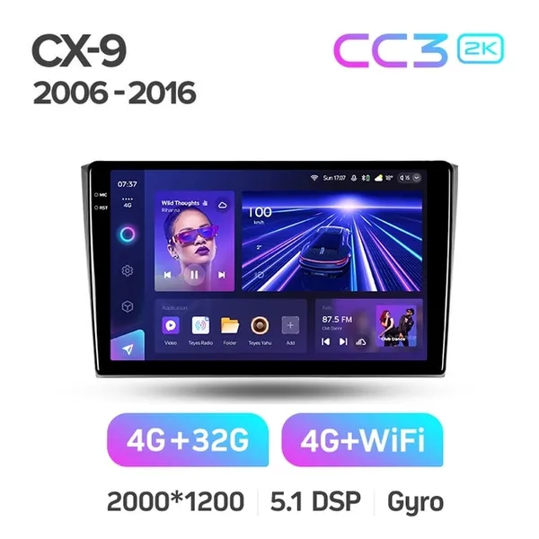 Штатна магнітола Teyes CC3 2k 4+64 Gb Mazda CX-9 TB 2006-2016 10" 2