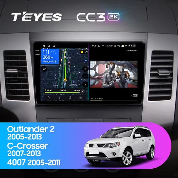 Штатная магнитола Teyes CC3 2k 4+64 Gb Mitsubishi Outlander 2 CW0W 2005-2011 (A)