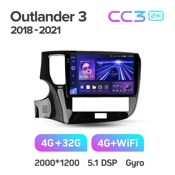 Штатна магнітола Teyes CC3 2k 4+64 Gb Mitsubishi Outlander 3 GF0W GF0W GG0W 2018-2021 (A) 10" 2